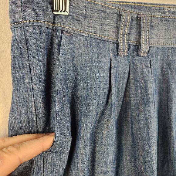 Old Navy Ultra Blue Skirt Women’s SZ 6 Blue Pleated Pockets Belt Loops Cotton - Picture 7 of 14